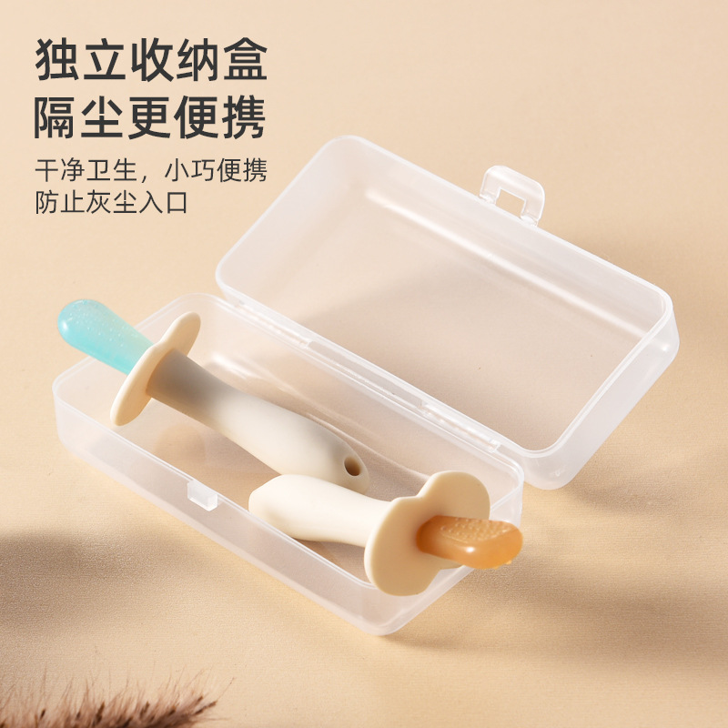 Factory wholesale baby teether stick baby straight handle two-color teether silicone fixed tooth teether children's toys