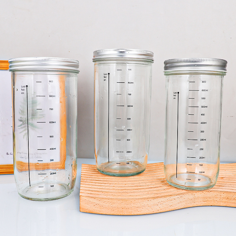 With scale transparent glass tank fermentation tank sealed with lid kitchen grain storage tank food grade packaging mason tank