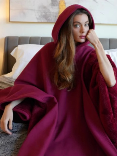 2025 cross-border European and American TEMU autumn and winter punk loose hooded button wool loose cape jacket for men and women