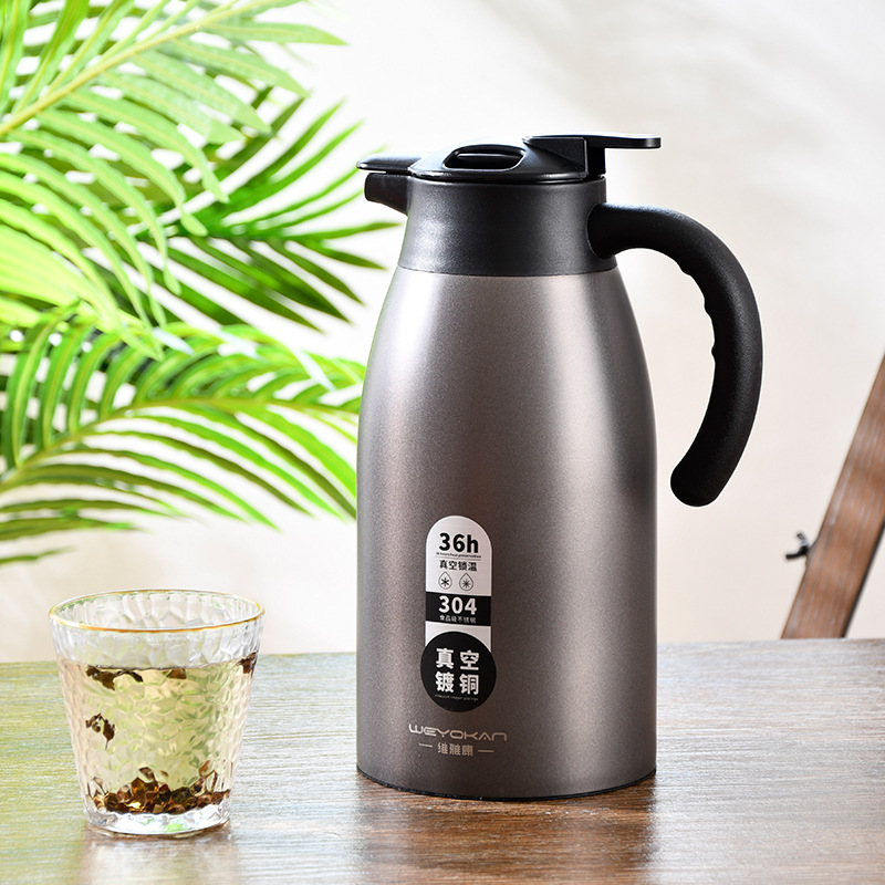 Wow 304 Stainless Steel Thermos Water Kettle Large Capacity Double-Layer Stainless Steel Vacuum Copper-Plated Liner Gift Thermos Water Kettle