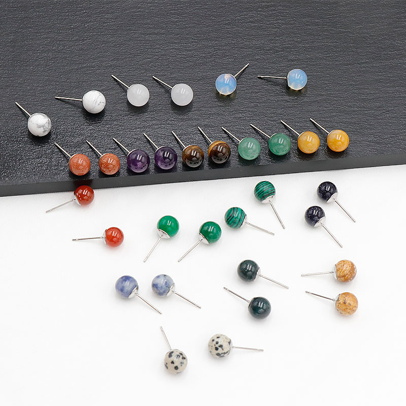 Натуральные серьги из кристального агата, круглые бусины аметиста, винтажные, модные, атмосферные серьги, транснациональная поставка