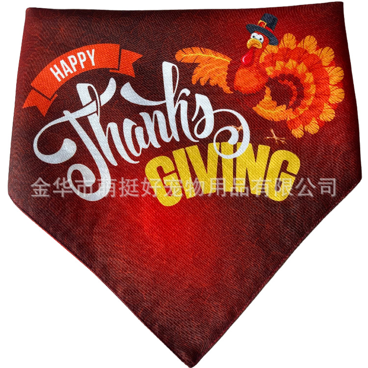 Cross-Border Amazon Double-Layer Thanksgiving Pet Bib Dog Bandana Pet Bib Can Be Made into a Single Layer