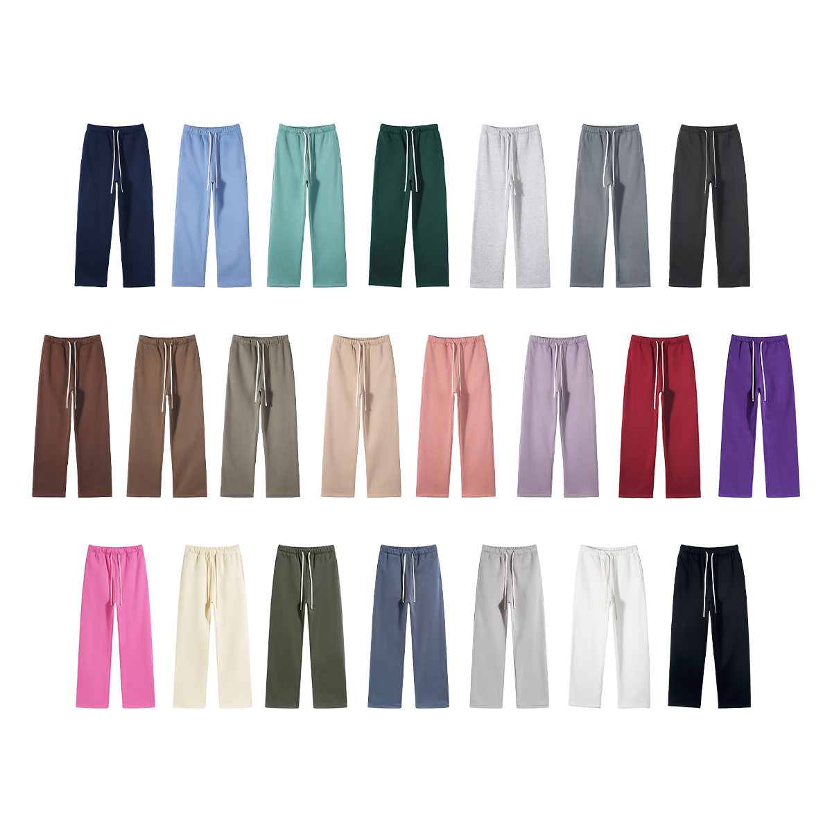 2024 new fleece-lined thickened loose sports casual pants men's 350g straight American fashion brand pure men's pants