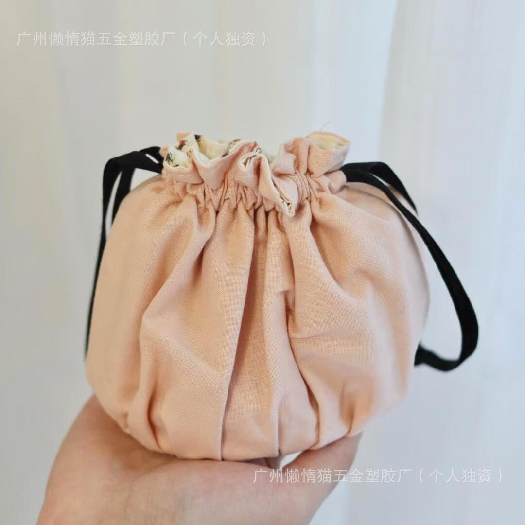 G's New Drawstring Bucket Bag Pink Lipstick Bag Cosmetic Bag Coin Purse Floral Cosmetics Bag