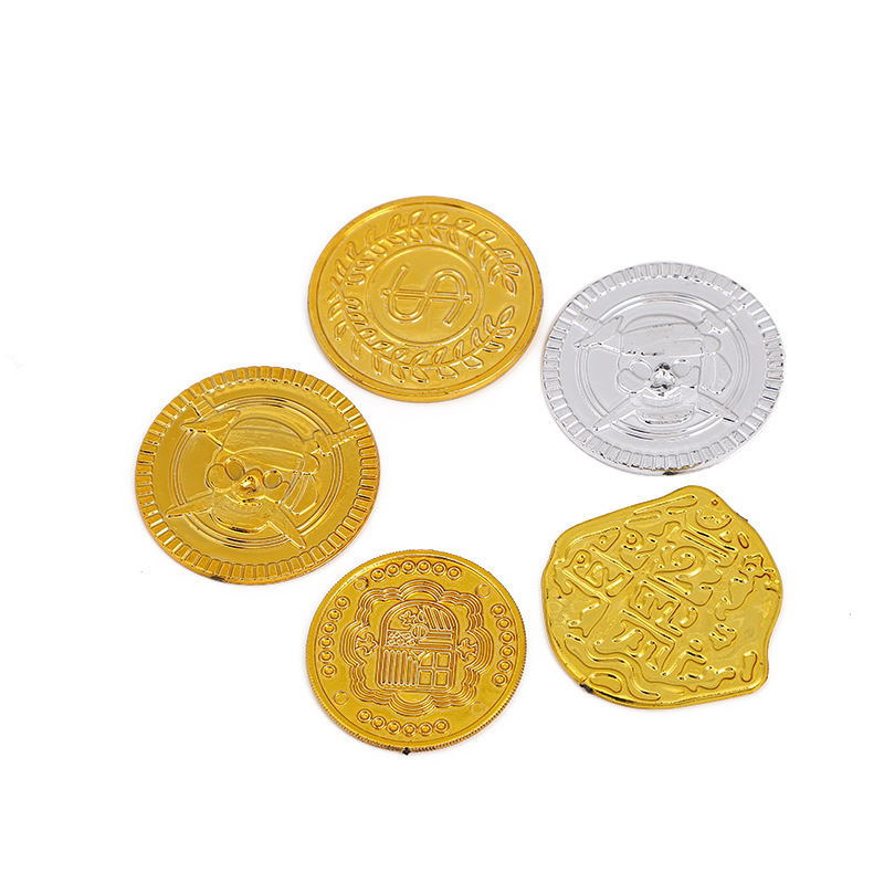 Pirate Coin Toy Halloween Props Chip Coin Table Game Coin Plastic Toy Coin Treasure Hunt Gold Coin