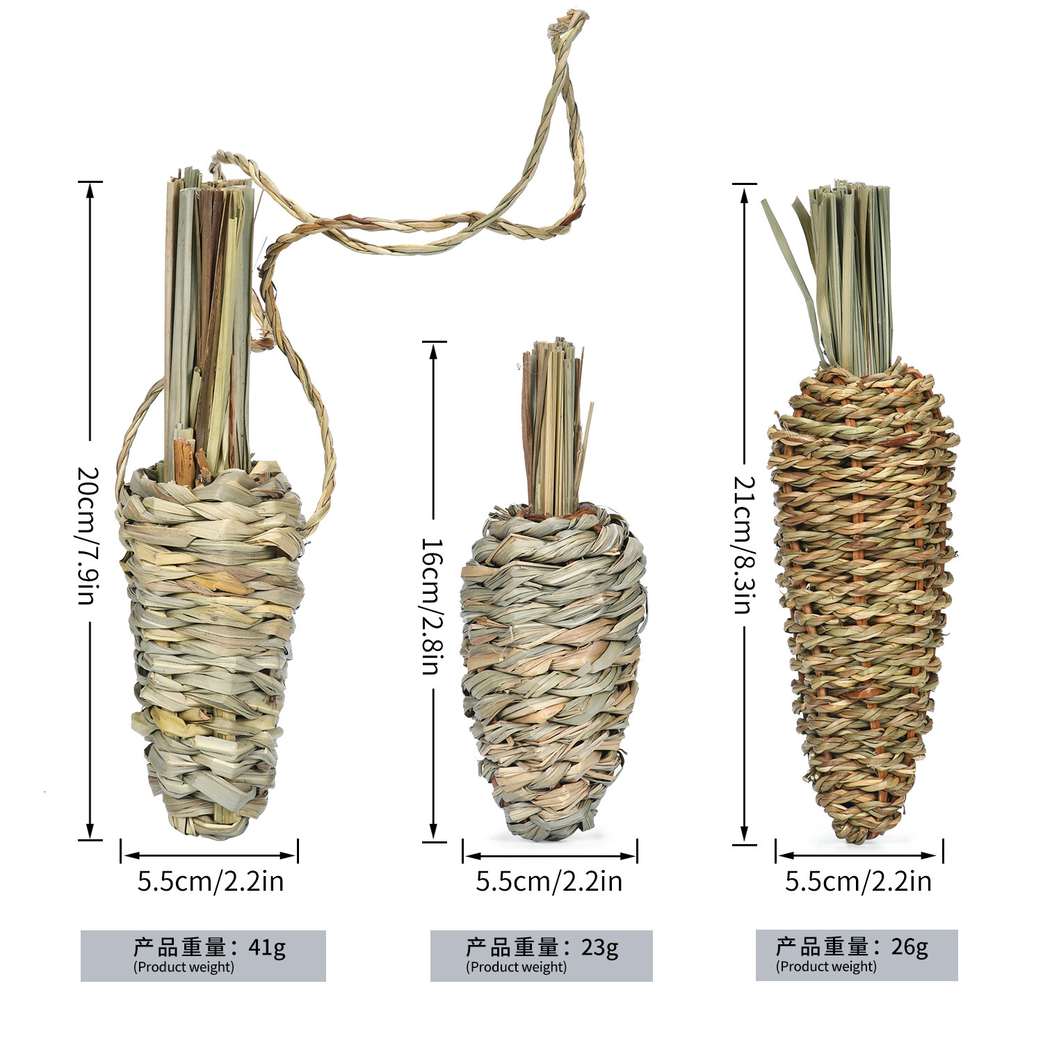 A Variety of Different Pet Environmentally Friendly Plants, Edible Rabbits, Chinchillas, Guinea Pigs, Straw Radish Cages, Pendants, Teething Toys