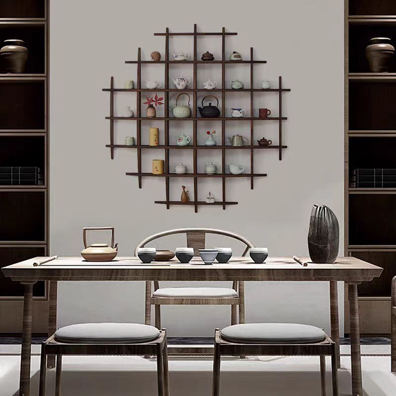 Solid Wood Modern Minimalist Multi-Treasure Shelf Chinese Wall-Mounted Tea Rack Storage Rack Tea Set Yunzhimin
