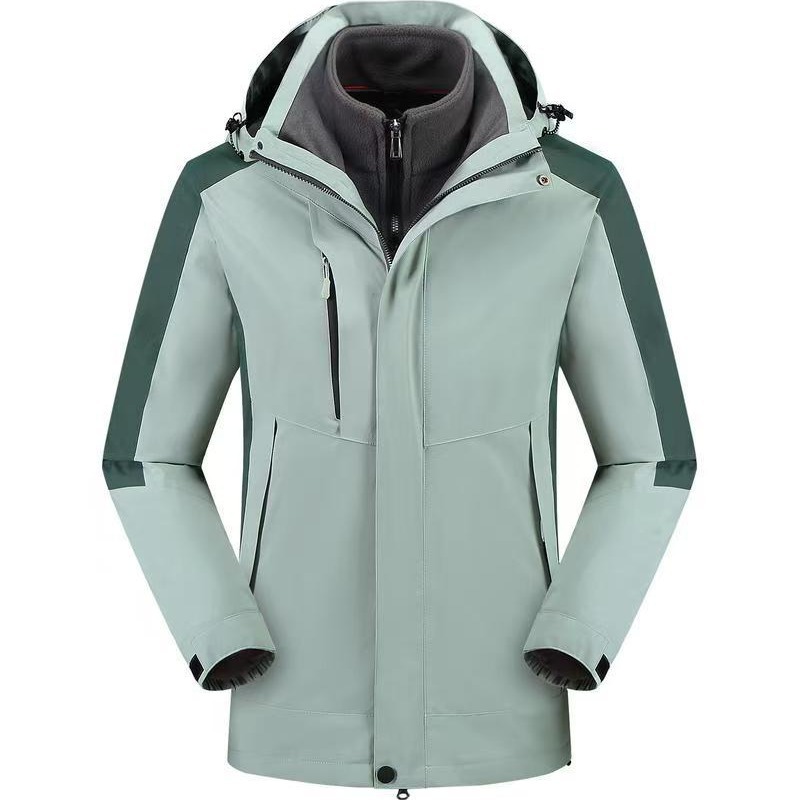 Three-In-One Custom Winter Outdoor Water-Repellent Detachable Thickened Jacket Workwear with Embroidered Logo