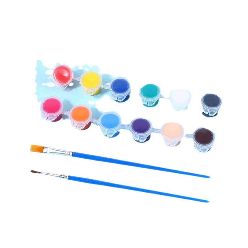 12-color acrylic pigment strip children's Diy painting pigment environmentally friendly formaldehyde-free gypsum doll pigment wholesale suit