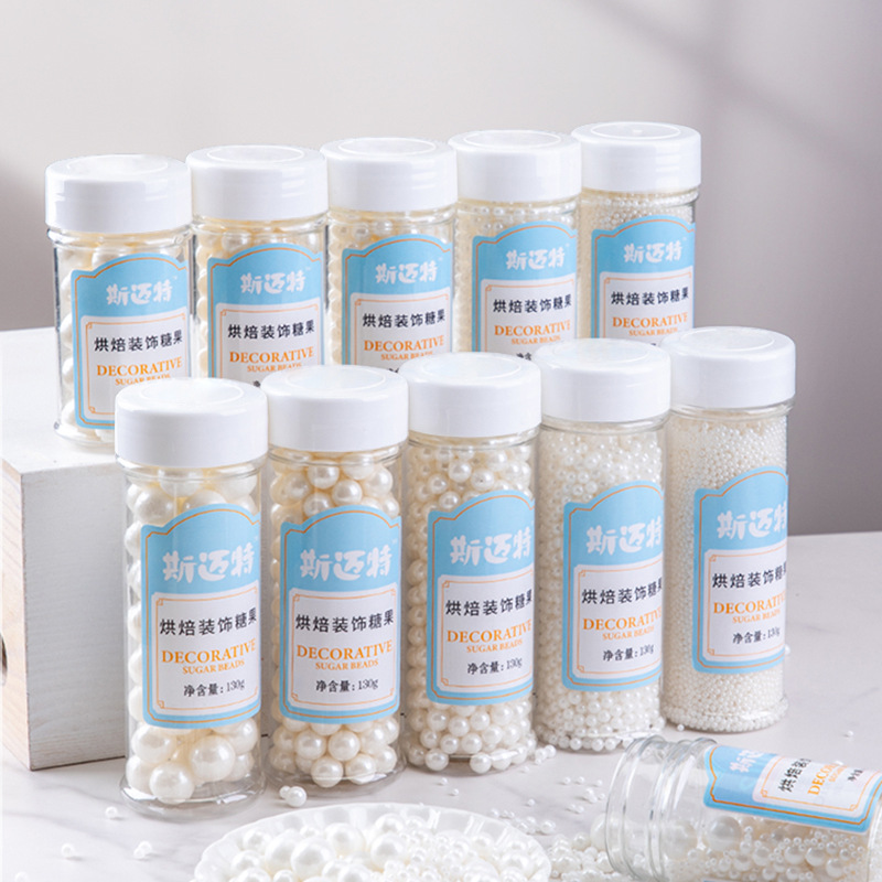 Белый сахарный жемчуг Декорация для тортов Цветные сахарные жемчужины Запекание десертов