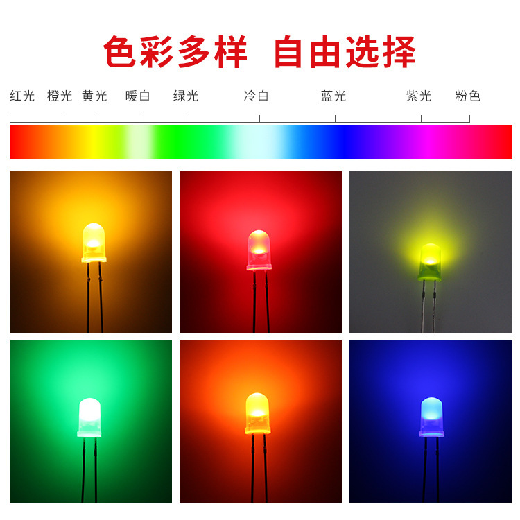 Highlight fog surface Led lamp beads 3mm color 5mm white light in-line F3/F5 round head plug-in LED original