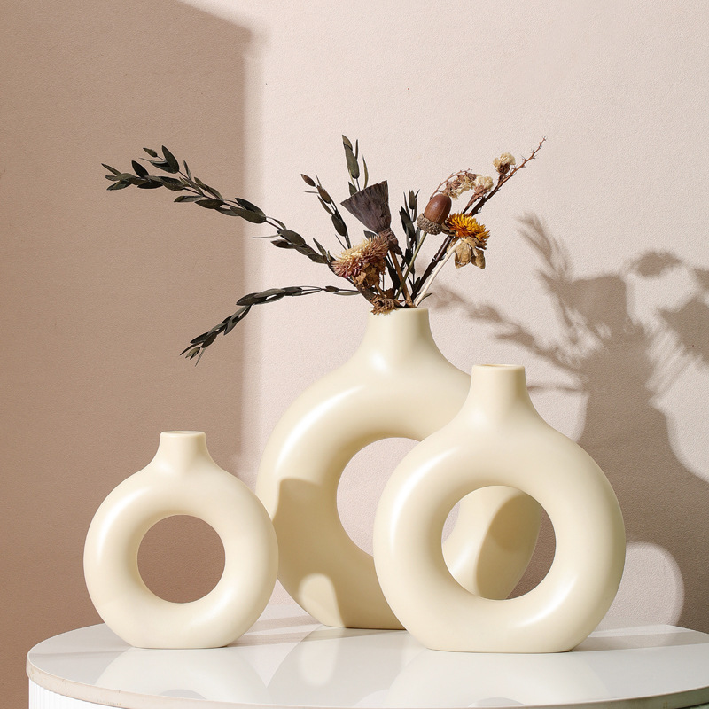 Пластиковая ваза для пончиков креативные украшения для гостиной простые украшения кросс-браузерные взрывные имитация керамическая бутылка для цветов