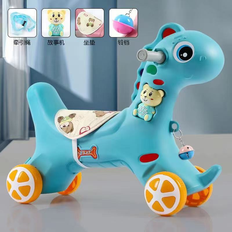 Children's Large Trojan Horse for 1-5 Years Old Baby's Birthday Gift Toy Rocker Large Dual-use Rocking Horse with Music