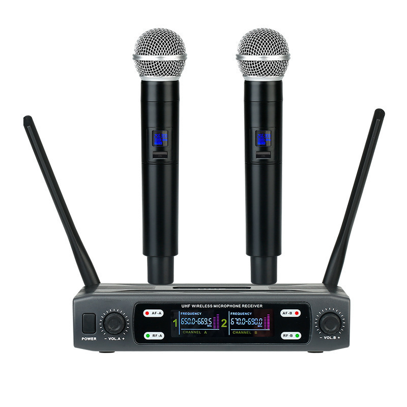 Dynamic Handheld Microphone One-to-Two Home Computer Karaoke Song Conference Stage Performance Professional Wireless Microphone
