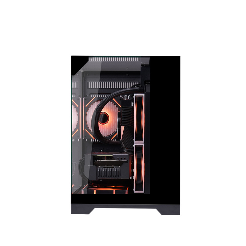 Play Jia three-sided glass sea view room computer chassis desktop host matx water-cooled side through the game sky mini black