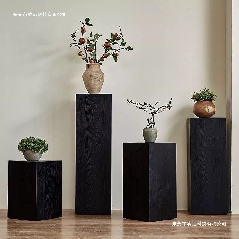 Wabi-Sabi Style Square Wooden Stool Flower Stand Log Tree Stump Coffee Table Side Table Retro Natural Solid Wood Base Ornaments