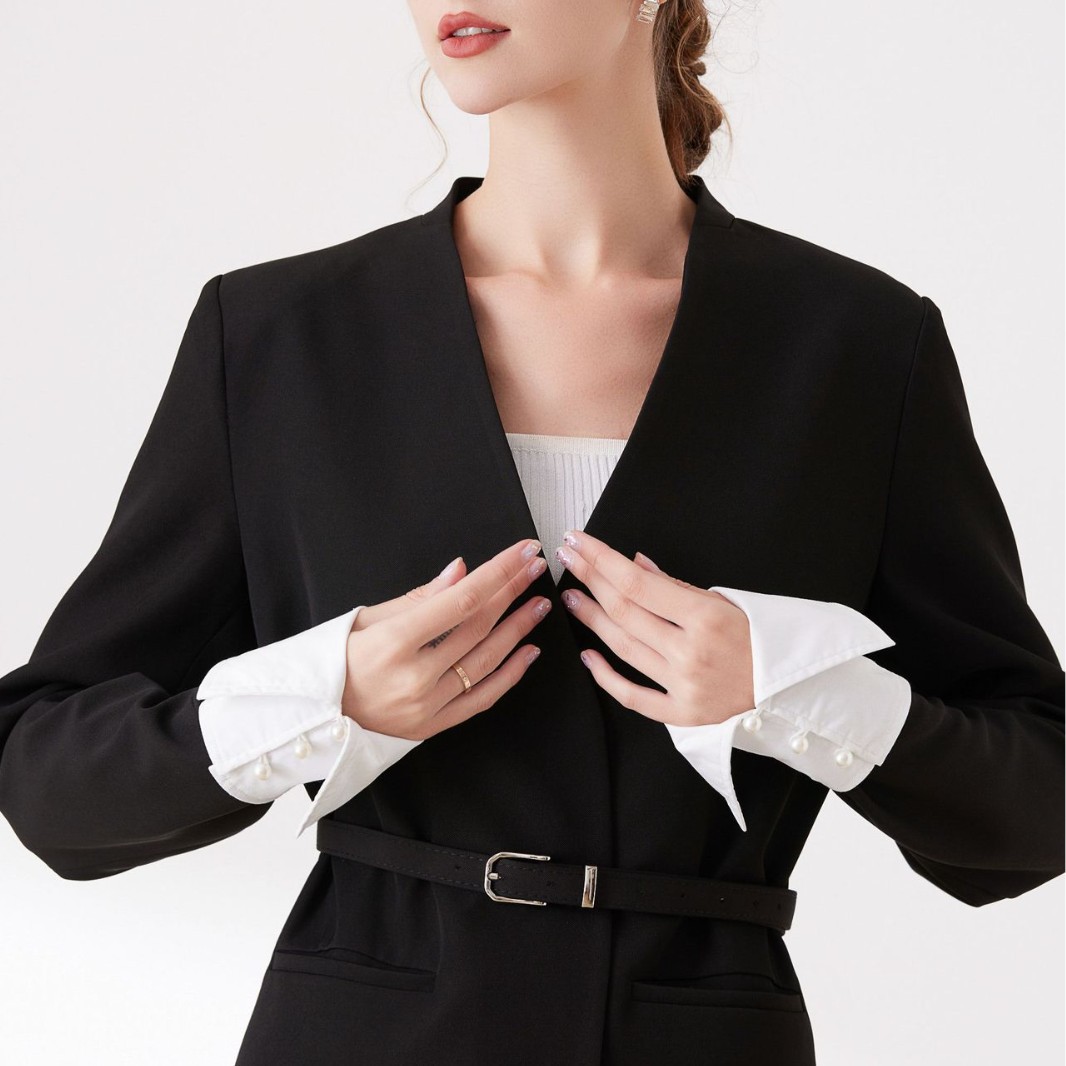 New Cotton Sleeves Black and White Wrist Sleeves Professional Ol Suit with Hand Sleeves Decorative Fake Cuffs Short Sleeves Cross-Border