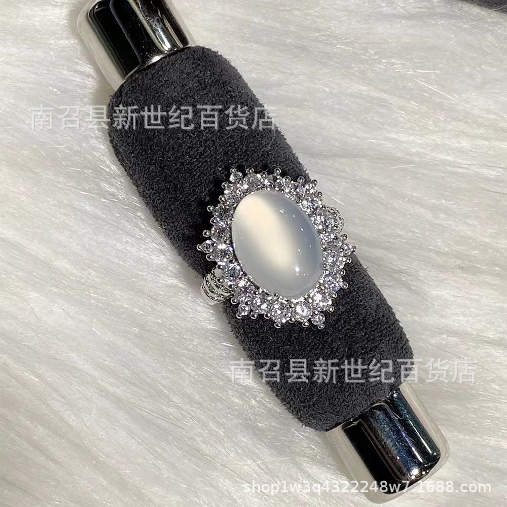 Shiny 925 silver Hao inlaid purple chalcedony ring high-end gem egg-shaped ring jewelry source factory a generation of hair