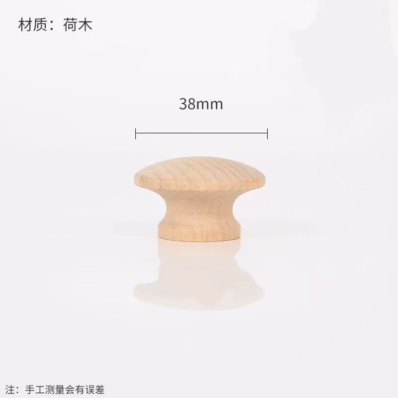 Factory wholesale drawer log handle accessories single hole solid wood mushroom handle round furniture mushroom head wooden handle