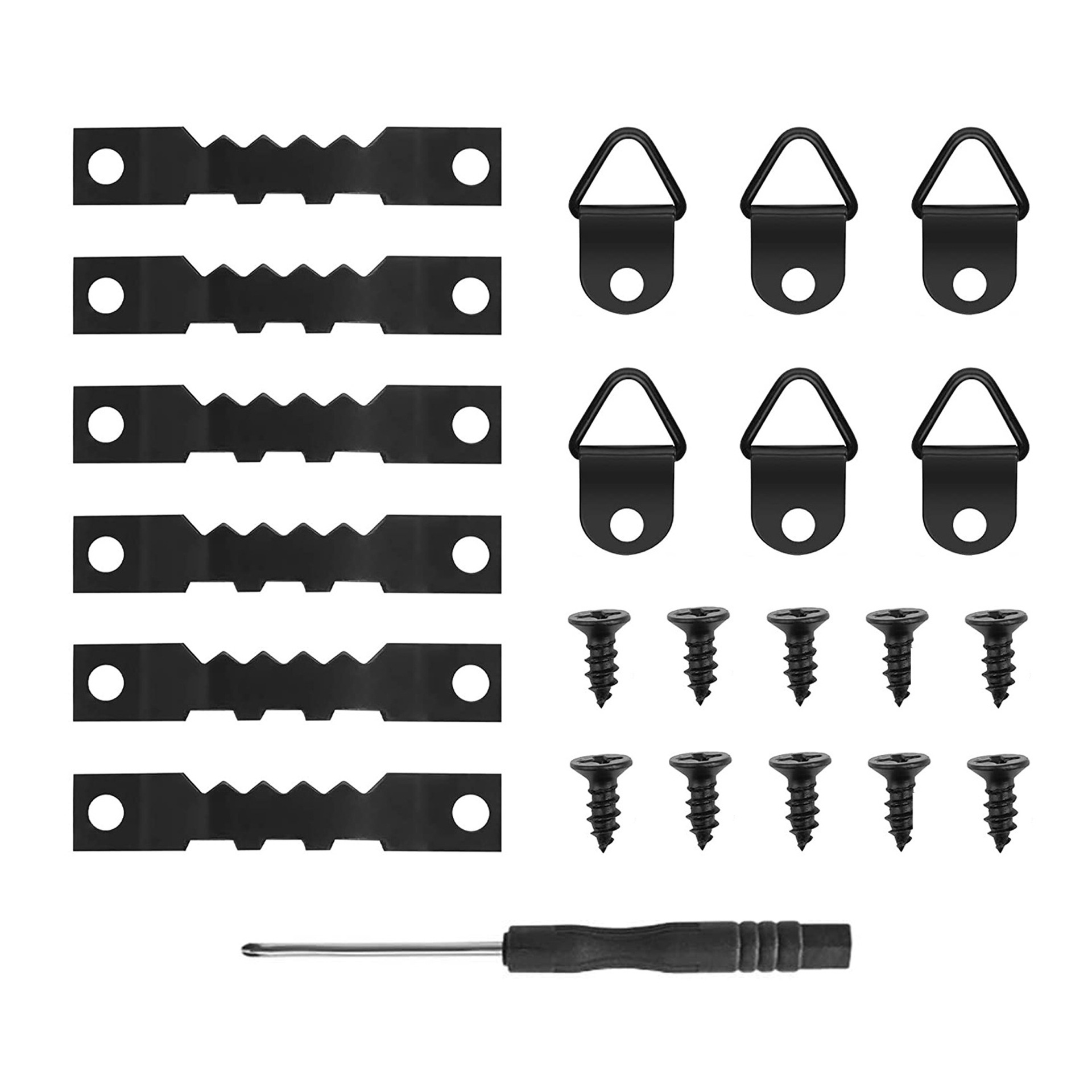251 Black Serrated Hooks, Triangle Hanging Ring Combination Set, Photo Frame Metal Accessories, Boxed Picture Hanging Hooks