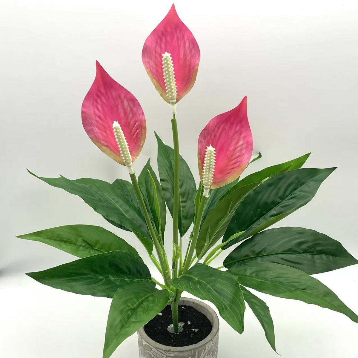 Simulation Green Plant Simulation Anthurium Props 3D Printing Smooth Sailing Artificial Flower Potted Plant Desktop Ornaments Home Decoration