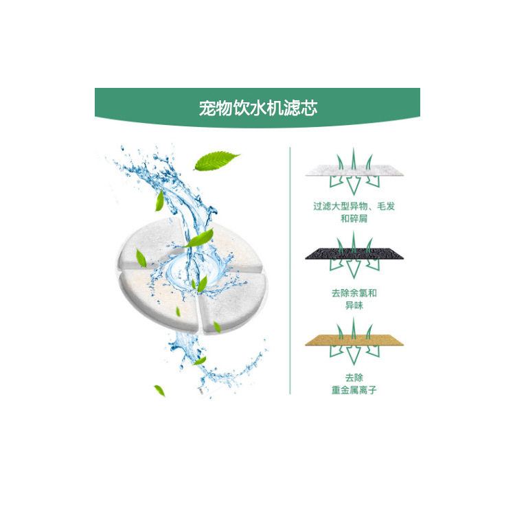 Amazon Explosions Small Flower Pet Water Dispenser Filter Element Foreign Trade Round Coconut Shell Activated Carbon Filter Cotton