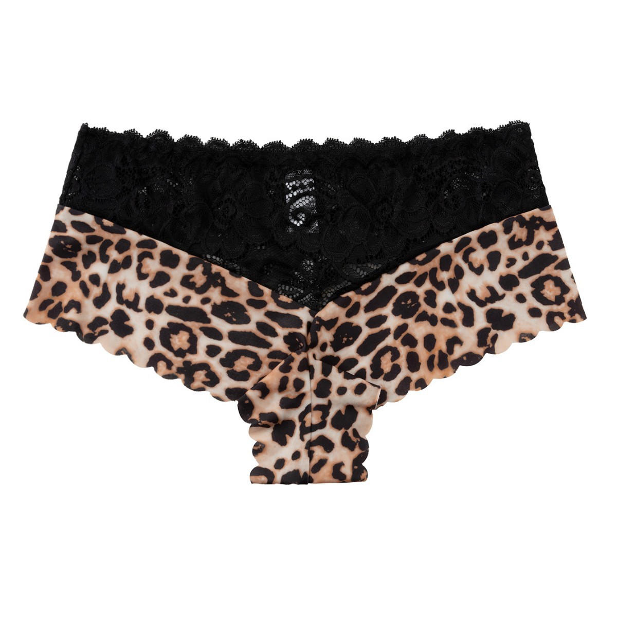 Cross-border European-size New Ladies Lace Panties Leopard-print Mid-waist Fashionable Comfortable Breathable Boxers