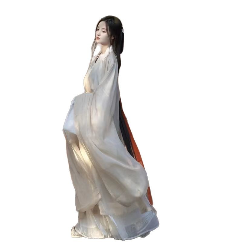 Han Clothing Wei Jin Guang Sleeve Fairy Skirt Collar Ancient Suit Fairy Elegant Antique dress 2025 Spring