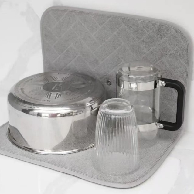 Nordic Style Solid Color Foldable Storage Bowl Coaster Kitchen Dish Table Mat Cloth Mat Removable Drain Mat