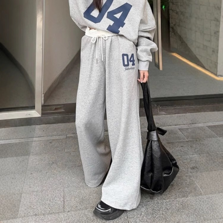 American Retro 2025 Spring Men's and Women's Loose Casual Ins Pants Sports Sweatshirt Sports Splicing Waist Straight Pants