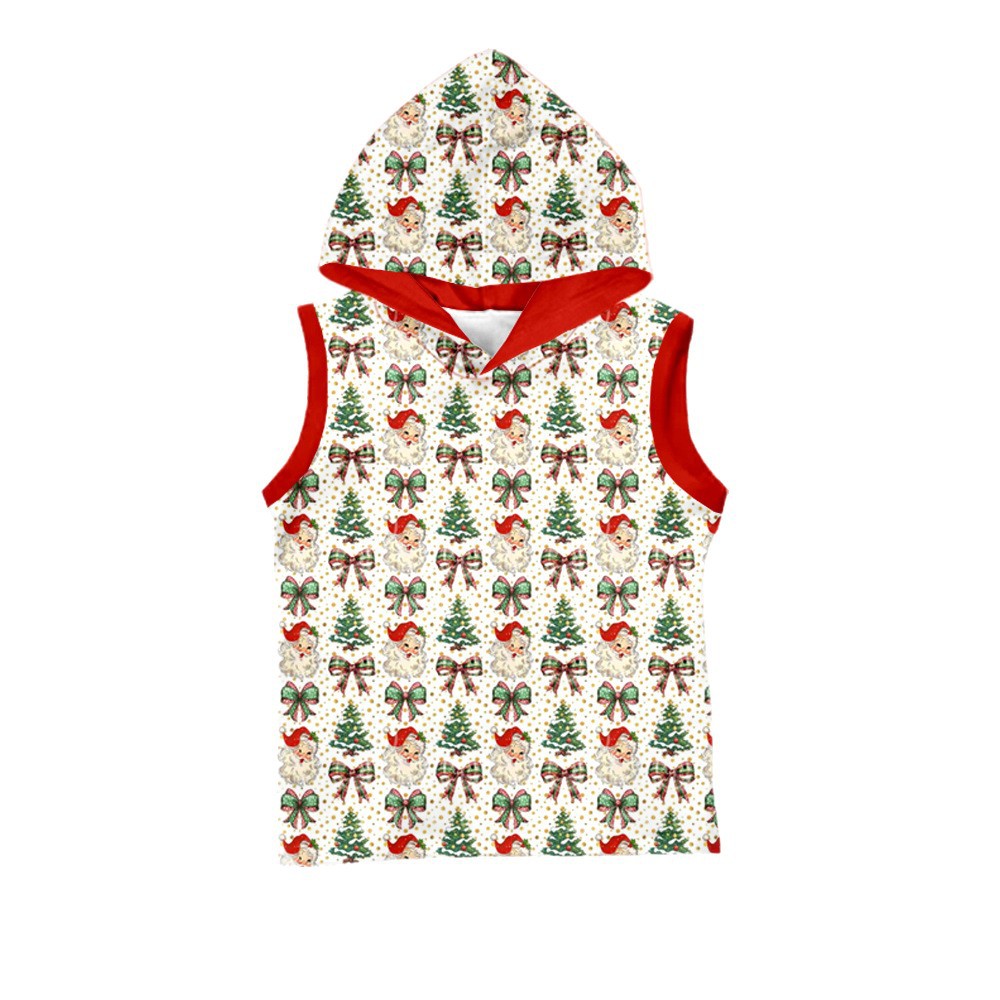 Cross-Border Wholesale Customized Summer Boys and Girls Sleeveless Hooded Hoodies Digital Printing Process