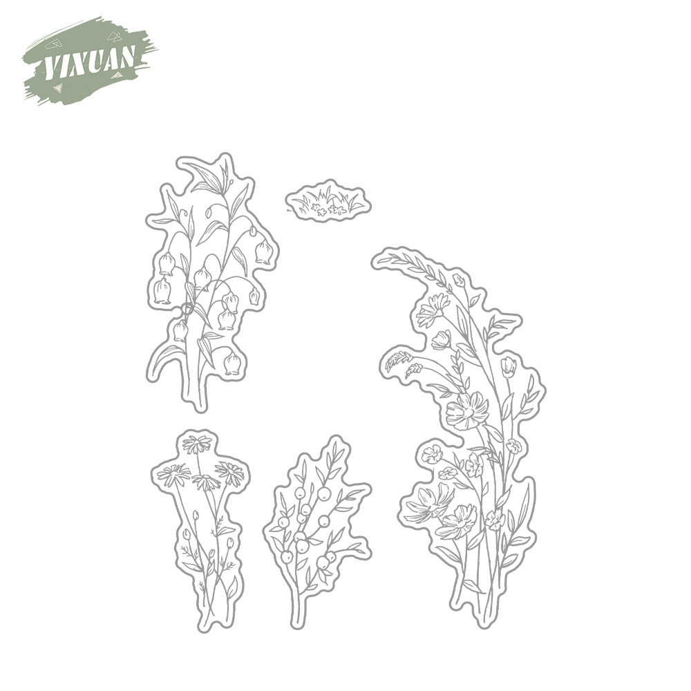 Bright bouquet metal carbon steel knife mold with silicone stamp cutting die embossing etching cutting knife mold