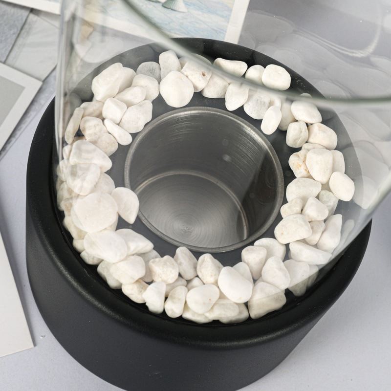 Cross-Border Exclusive Supply of Tabletop Alcohol Fireplace Indoor Small Portable Heating Stove Round Glass Bar Atmosphere Light
