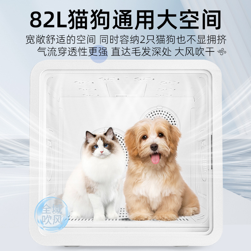 Pet drying box dog cat universal dryer 82L large capacity double wind intelligent hair drying machine automatic drying box