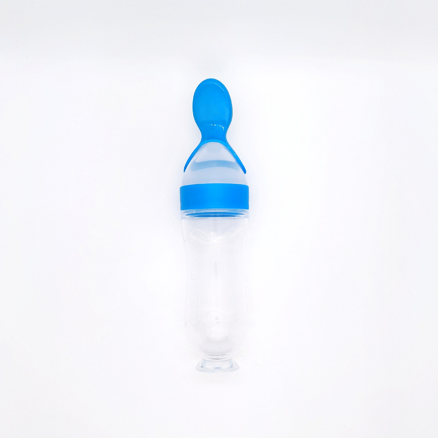 Factory direct baby food supplement bottle rice paste bottle squeeze spoon baby feeding spoon suction cup rice paste feeding bottle