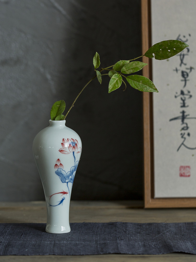 Jade Clean Bottle Tea Ceremony Flower-arranging Set Buddha Hall Supplies Dehua White Porcelain Small Vase Guanyin Bottle Buddha Zen Vase