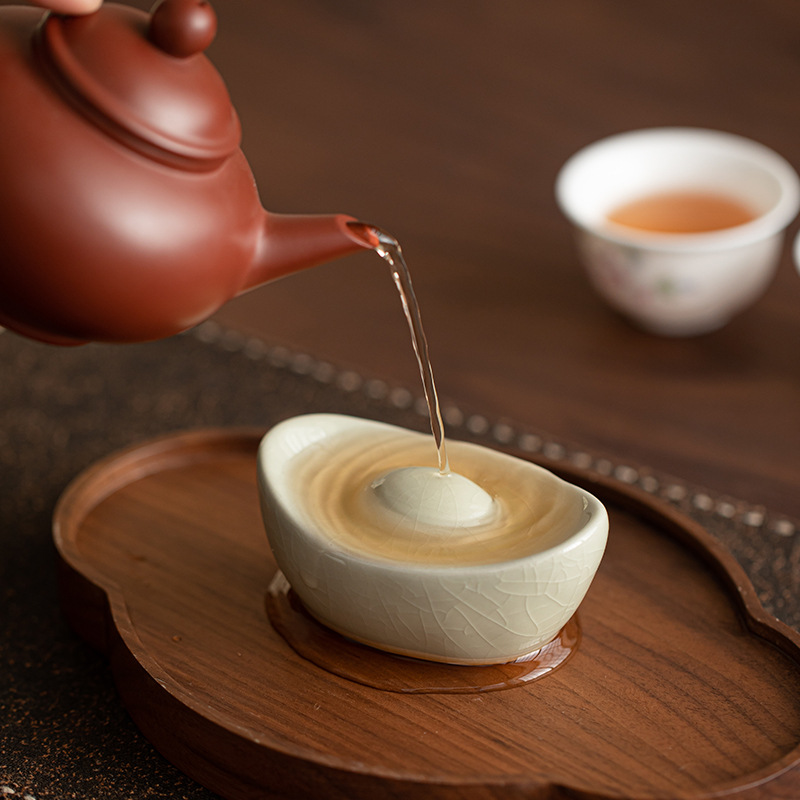 Ru Kiln Gold Ingot Tea Pet Ornament Creative Premium Fragmented Tea Play Tea Table Cover Tea Ceremony Tea Set Accessories