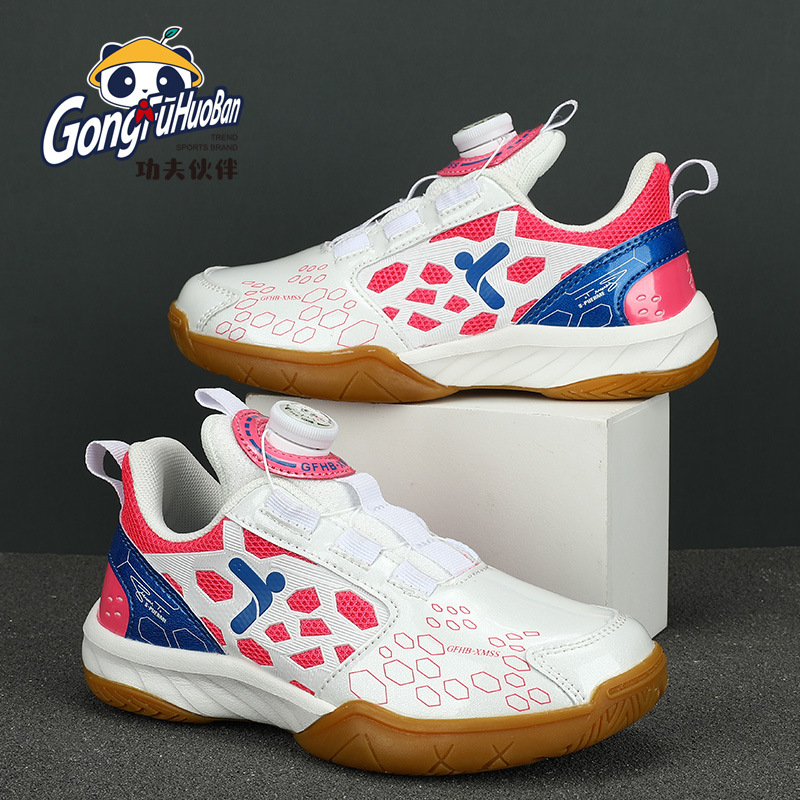 New Children's Badminton Shoes Girls Boys Training Tennis Shoes Non-Slip Table Tennis Rotating Button sneaker