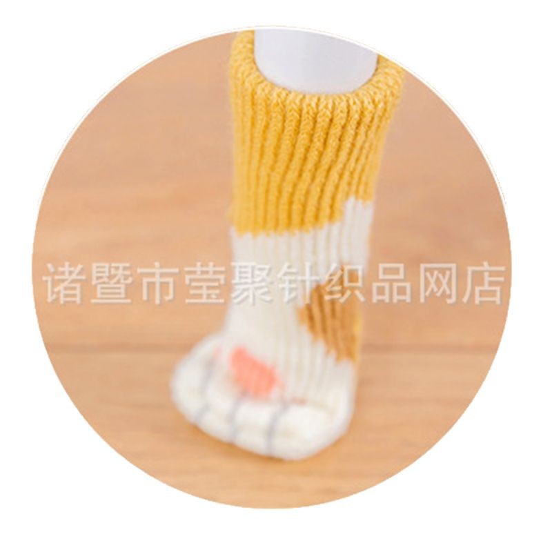 Cute Knitted Cat Claw Table Leg Protective Cover Thickeneded Wear-Resistant Table and Chair Foot Cover Color Matching Anti-Scratch Silent Chair Table Foot Pad