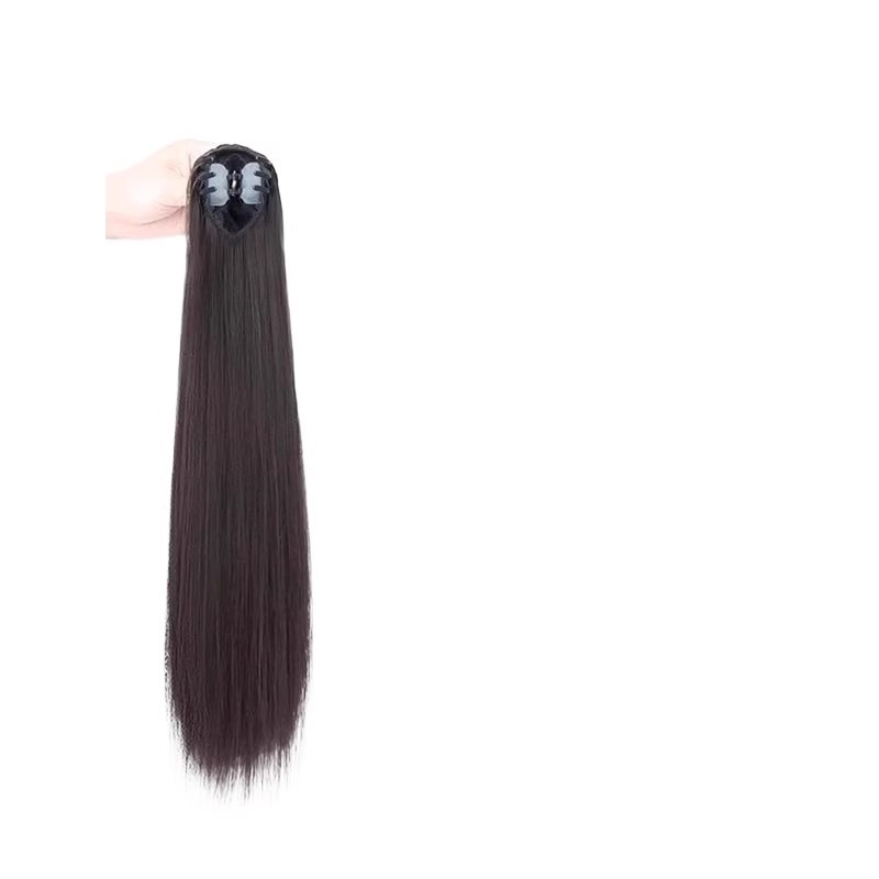 Wig with Claw Clip Style, Realistic Long Straight High Ponytail, Fluffy and Natural, Adds Volume, Lightweight Straight Ponytail