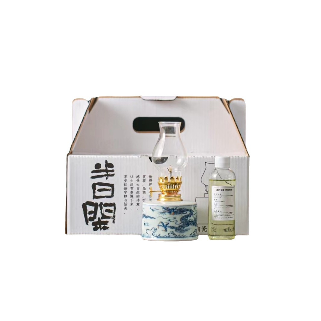 Ceramic Butter Lamp Camping Atmosphere Lamp Home Antique Small Oil Lamp Long Bright Lamp Buddha Ornaments Tea Room Gifts