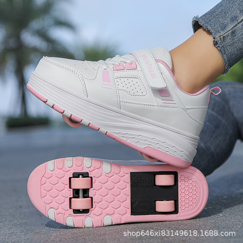 Новые обуви heelloo, четырехколесные роликовые коньки для студентов, обувь с кнопкой для мужчин и женщин