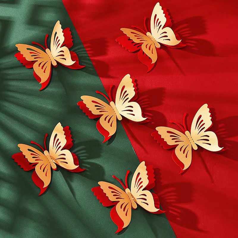 Трехмерная золотая бабочка свадебное украшение свадебная спальня гостиная небольшие аксессуары оптовая креативная свадебная композиция