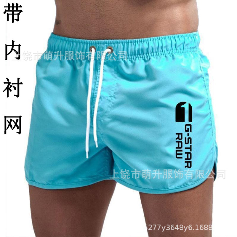 European Size Lined Mesh Three-Point Beach Shorts Men's Sports Essential Fashion Jogging Travel Quick-Drying Multi-Color Printing