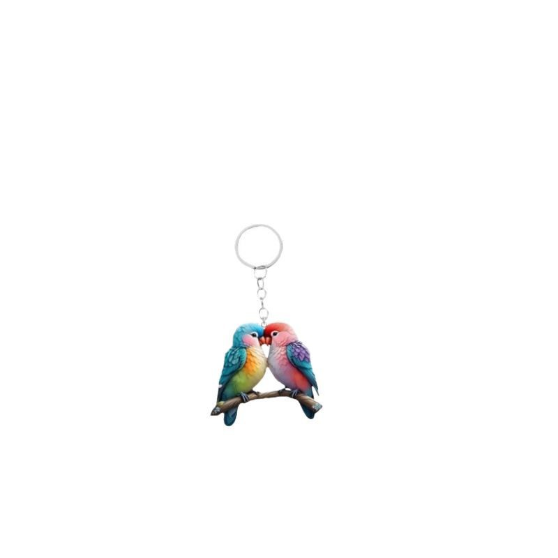 Acrylic parrot lover key chain multi-function key chain men and women decorative gift