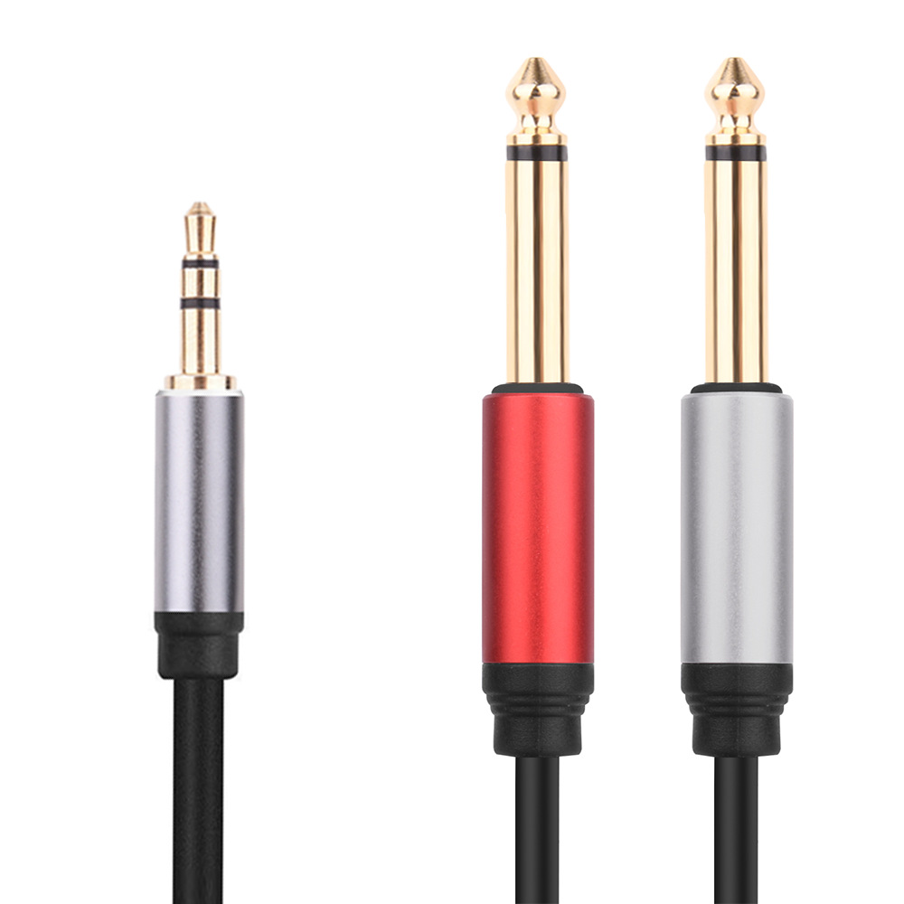 Foreign Trade 3.5mm to Dual 6.5 Audio Cable One-to-two Male to Double Male Adapter Plug Cable 6.35 Speaker Cable