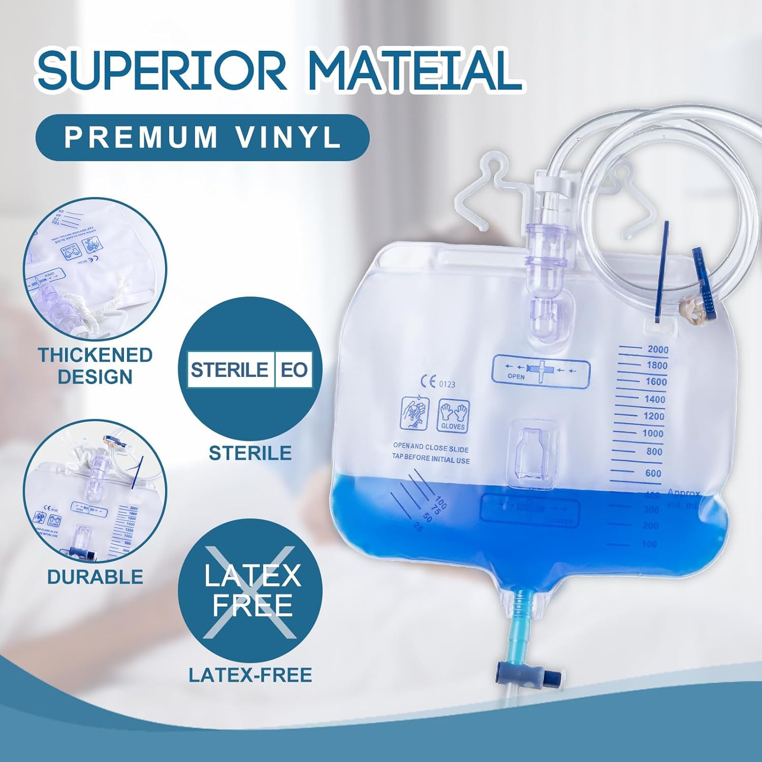 Cross-border disposable urine bag 2000ml drainage bag anti-reflux urine bag with drip bottle catheter for men and women to collect urine