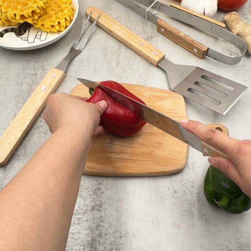 Wooden Handle Grill Tools, River Wood Barbecue Tools, Factory Direct Supply Bbq Tools, Cross-Border Outdoor Hot Products