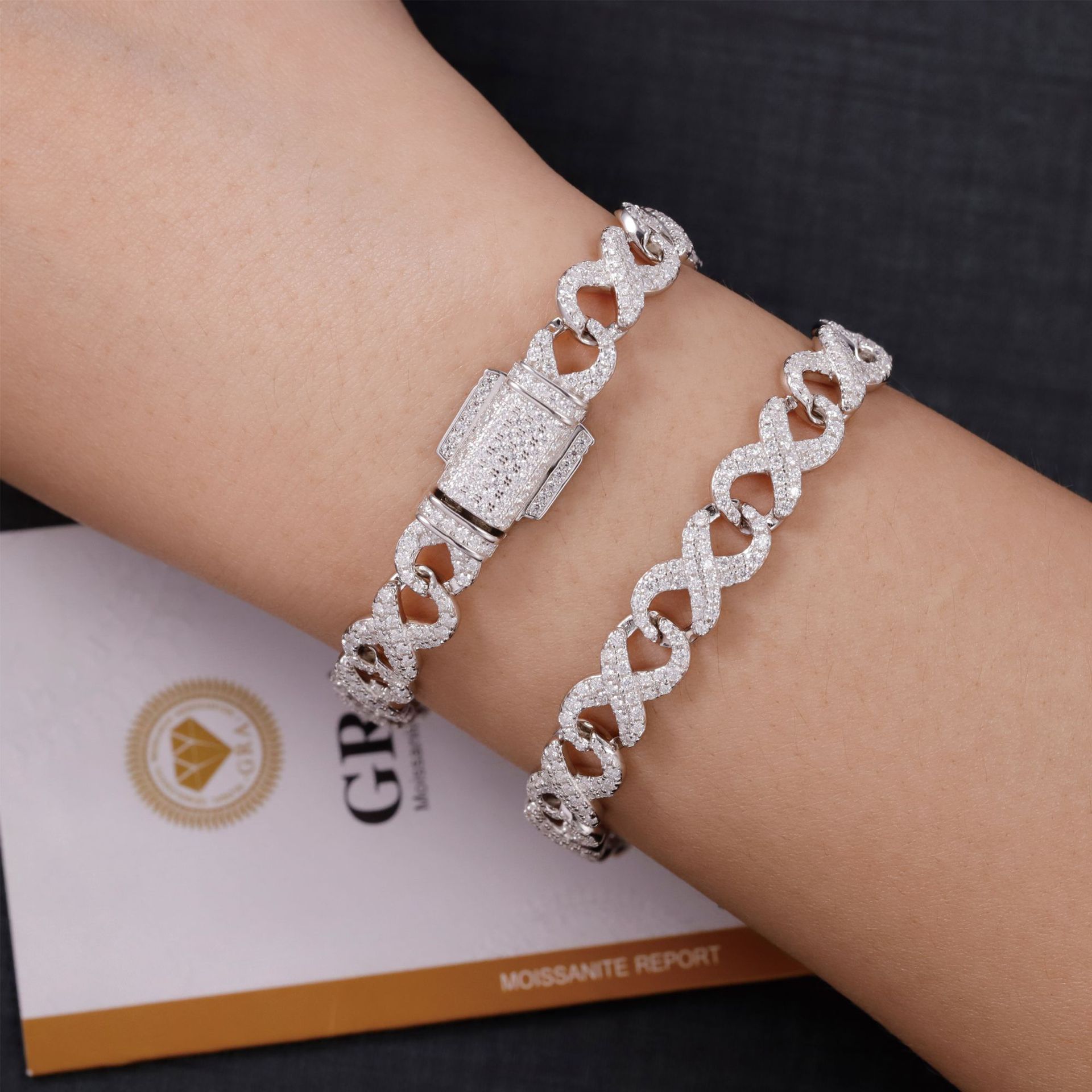 S925 серебро с вкраплениями из моиссанита браслет в форме восьмерки