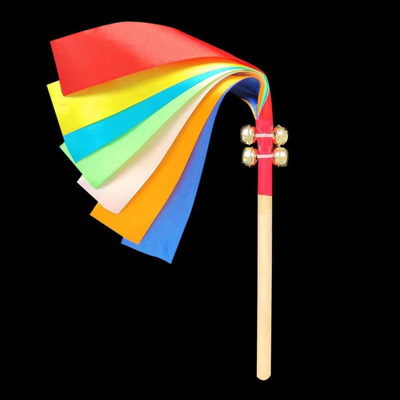 Kindergarten Light Equipment Flower Stick Morning Exercise Handheld Props Dance Chair Wooden Stick Wooden Stick Ringing Bell Small Stool Stick
